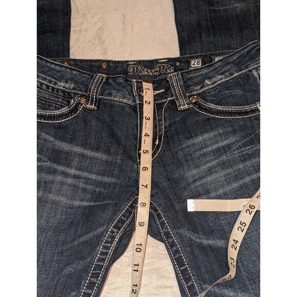 Miss Me Jeans Womens 28 Blue Bootcut Mid Rise Embroidered Denim JP5010B - Picture 13 of 16